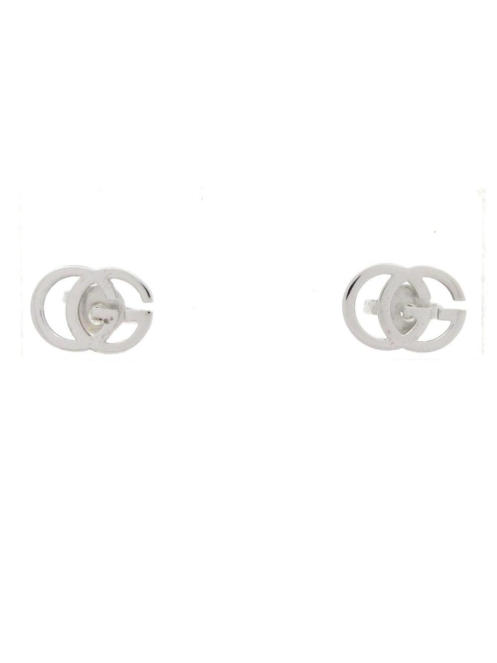 Gucci Double G 18K White Gold Earrings #283914G80B